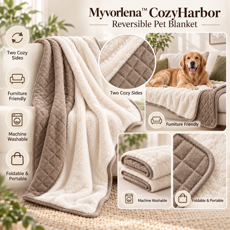 Myvorlena™ CozyHarbor Reversible Pet Blanket