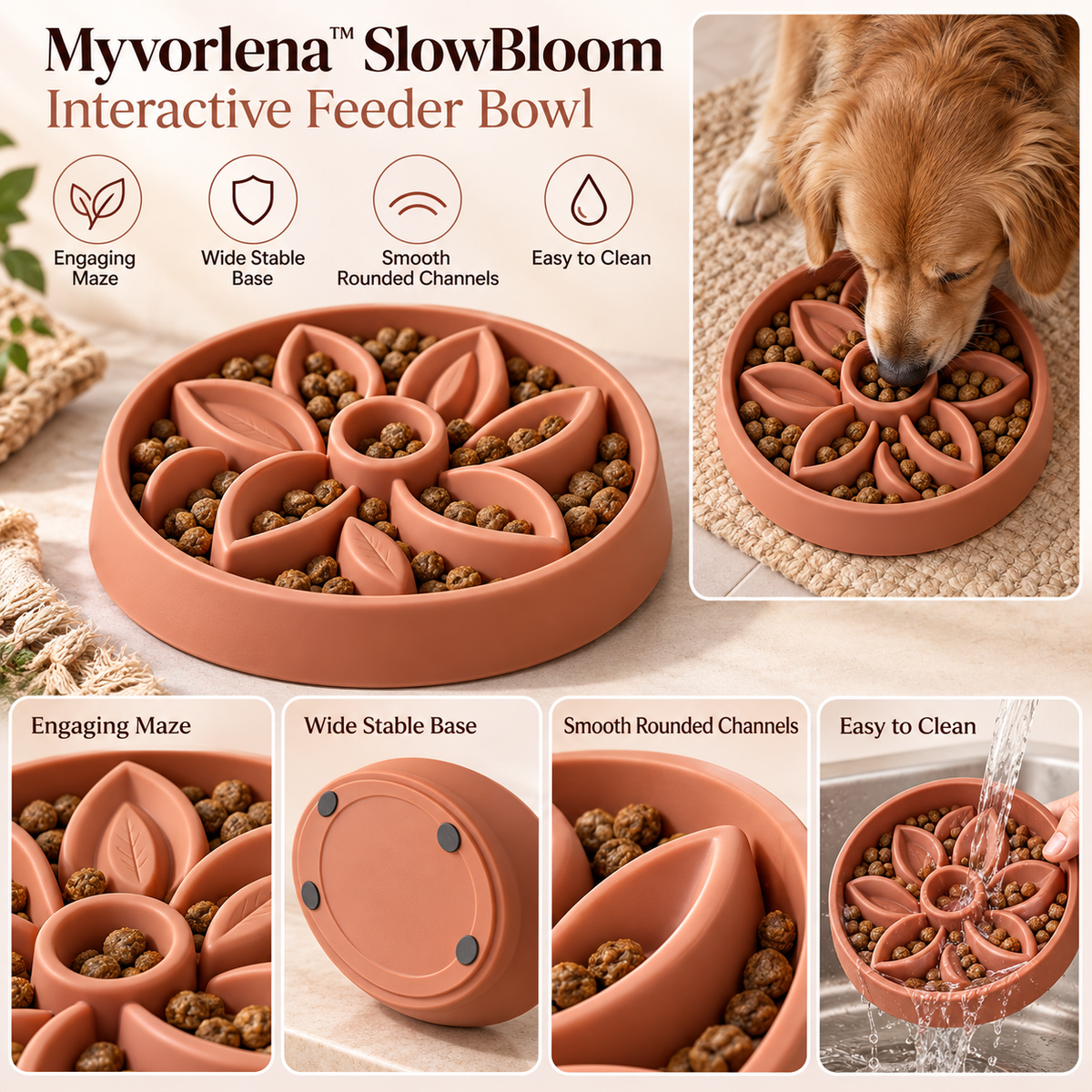 Myvorlena™ SlowBloom Interactive Feeder Bowl
