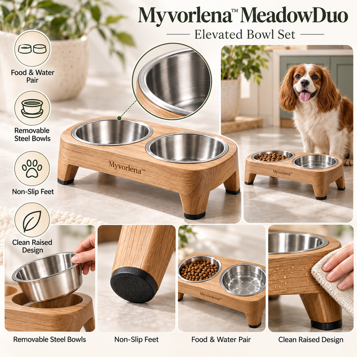 Myvorlena™ MeadowDuo Elevated Bowl Set