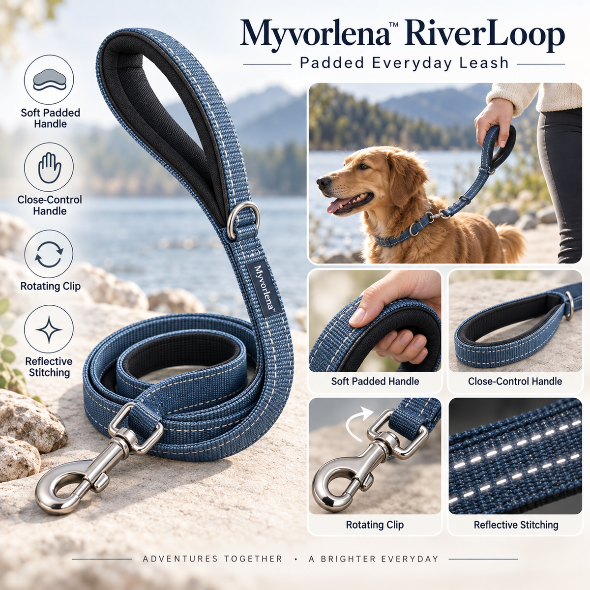 Myvorlena™ RiverLoop Padded Everyday Leash