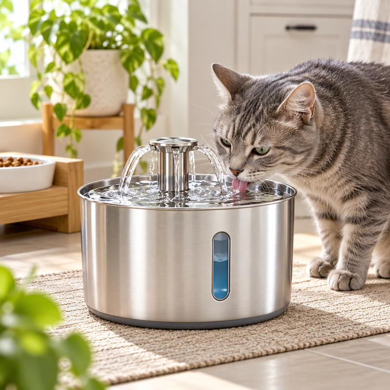 Myvorlena™ PureStream Stainless Steel Pet Fountain